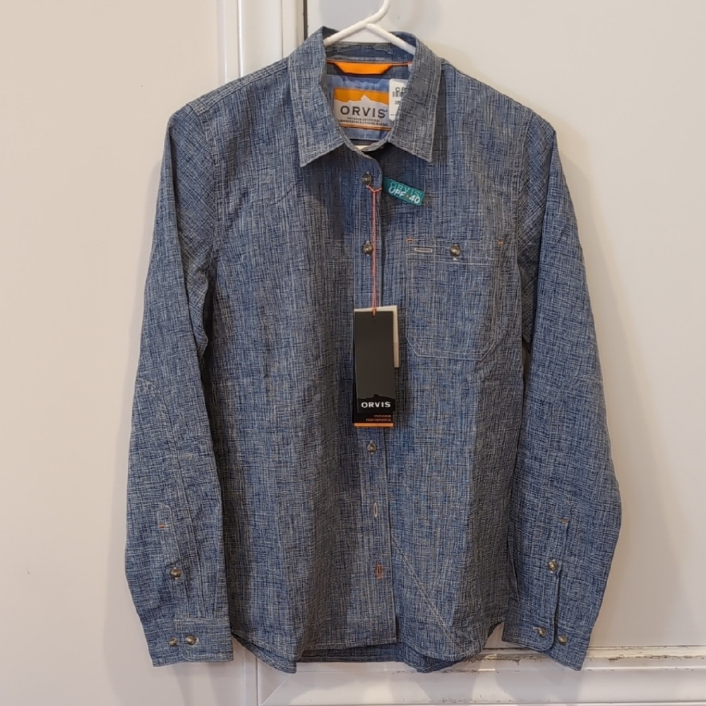 Orvis Button Up Tech Chambray Work Shirt, NEW